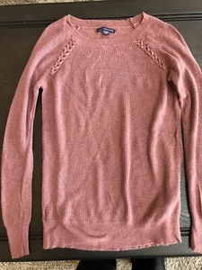 American Eagle Soft Knit Long Sleeve Sweater Braided Details Mauve Pink Sz XS - Picture 1 of 3