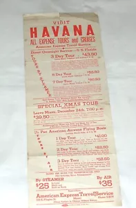 Tours y cruceros originales de 1930 por La Habana Cuba Broadside, viajes en American Express - Imagen 1 de 8