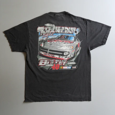 Vintage Nascar Sterling Marlin T Shirt Silver Bullet Coors Light M/L Distressed Cover
