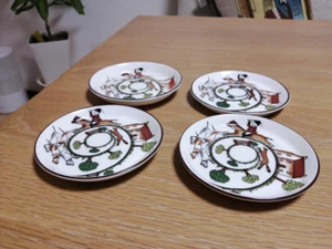 Wedgwood Coalport 3.94" Hunting Scene Dessert Plates Set of 4 Vintage - Picture 1 of 3