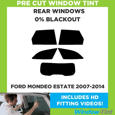 For Ford Mondeo Estate 2007-2014 Pre Cut Window Tint Rear 0% Blackout Film - Image 1 of 4