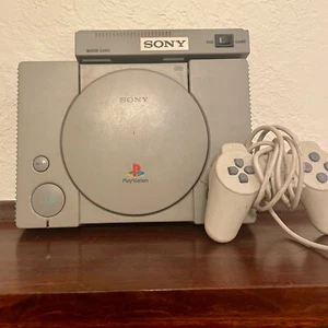 Official Sony Playstation PS1 SCPH-7502 Grey + Sony Controller White N1158 AS IS - Picture 1 of 13