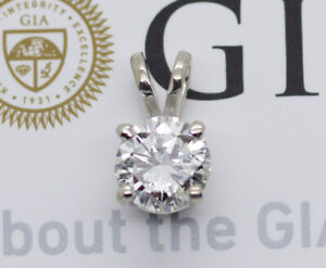 GIA Certified Platinum 0.56ct I/VVS2 Diamond Solitaire Pendant