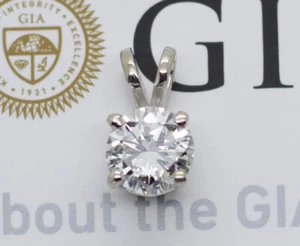 GIA Certified Platinum 0.54ct J/SI1 Diamond Solitaire Pendant - Picture 1 of 9