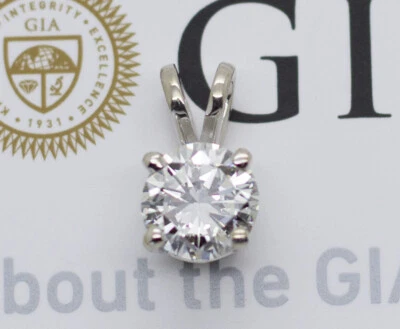 GIA Certified 18k White Gold 0.75ct G/SI1 Diamond Solitaire Pendant - Image 1 of 4