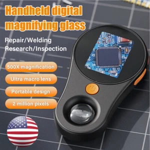 500X Digital Microscope 1080P 2.0" Video Coin Microscop with Magnifying Glass - Picture 1 of 22