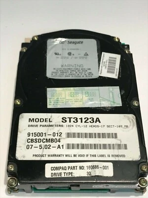 SEAGATE ST3123A 107MB IDE HARD DRIVE 915001-012   CBSDCMB04       aa5ie10 - Image 1 of 2