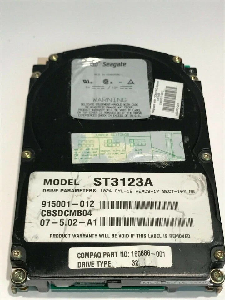 SEAGATE ST3123A 107MB IDE HARD DRIVE 915001-012   CBSDCMB04       aa5ie10 - Image 1 of 2