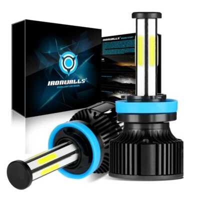 IRONWALLS 6 Sides Car H11 LED Headlights High/Low Beam for Chevy Silverado 1500 2007-2015