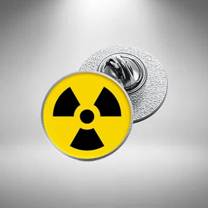 Radioactive Pin Badge Lapel Badge Office Gift Danger Diameter 25mm - Picture 1 of 3