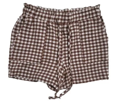 Pantalones Cortos Versona Para Mujer con Cordón M Marrón Blanco Nuevos Foto 1 de 4