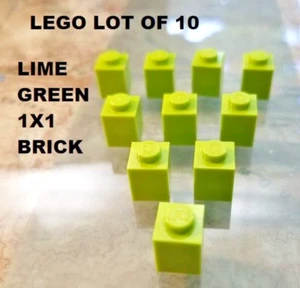LEGO Lot of 10 Lime Green 1x1 Brick Building Brick Part Block Disney Castle - Picture 1 of 1