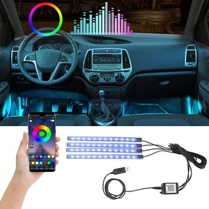 BLIAUTO Car LED Strip Light USB 48LEDs Car LED Footwell Interior Lights Atmosphe - Picture 1 of 8