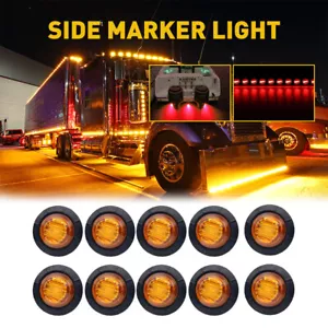 10X Amber 3/4" Yellow Round LED 3 Side Marker Bullet Light For Trailer Truck 12V - Picture 1 of 12
