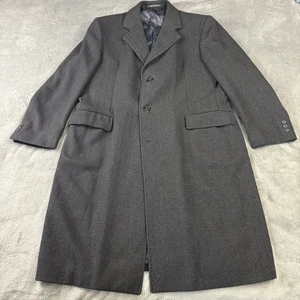 Miltons Men Overcoat 100% Virgin Wool Button Up Herringbone Long Coat Formal VTG - Picture 1 of 16