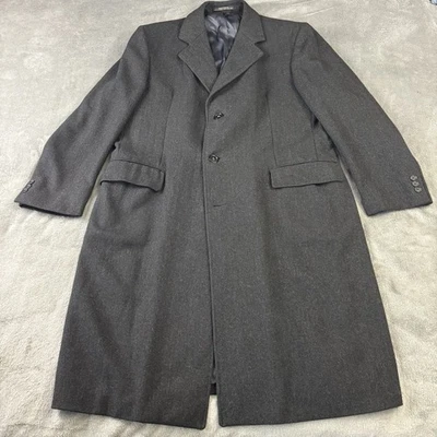 Miltons Men Overcoat 100% Virgin Wool Button Up Herringbone Long Coat Formal VTG - Image 1 of 4