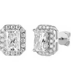 2.0CT D Color VVS1  925 Sterling Silver Moissanite Stud Earrings - Picture 1 of 4