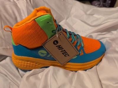 Hi-Tec мужской разрушитель логотип высоты верхний тропа туристические туфли кроссовки синий оранжевый 9 - Изображение 1 из 4