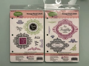JustRite Cling „Vintage Oval Labels“ & „Vintage Floral Labels“ Gummistempelsets - Bild 1 von 2