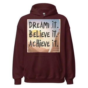 Dream It. Believe It. Achieve It. - Unisex Hoodie - Burgundy - Picture 1 of 5