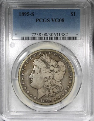 1895-S Morgan Dollar PCGS VG8 Circulated Key Date $1 - Image 1 of 4