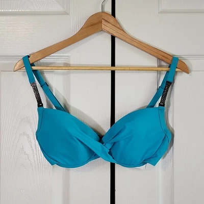 Top de natación para mujer Silver By Gottex Bombay azul entrecruzado talla 10 copa C acolchado Foto 1 de 4