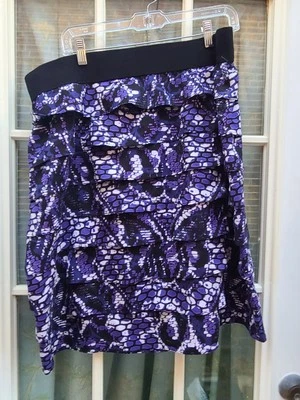 Alfani Tiered Layered Ruffle Skirt Black Purple size 16 fauxsnake y2k so cute - Image 1 of 4