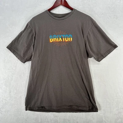 Camisa Brixton Para Hombres 2XL Gris Ajuste A Medida Cuello Redondo Logo Camiseta Patinador Manga Corta Foto 1 de 4