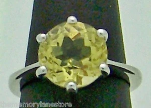 WUNDERSCHÖNER GROSSER NACHLASS RING RUNDSCHLIFF CITRIN SOLITÄR STERLINGSILBER, GRÖSSE 6 - Bild 1 von 3