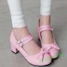 New Lolita Womens Mary Janes Thick Heels Candy Bow Tie Bowknot Ankle Strap Shoes
