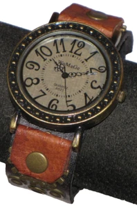 WoMaGe Watch Womens Round Gold Plated Band Brown Quartz A523 - Picture 1 of 20