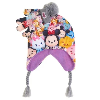 Disney Tsum Tsum Minnie Mouse Pooh Stitch Niña Lapona Invierno Sombrero Conjunto Guantes  Foto 1 de 3