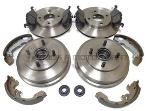 FORD FOCUS MK1 FRONT BRAKE DISCS & PADS + REAR BRAKE DRUMS SHOES WHEEL BEARINGS - Picture 1 of 1
