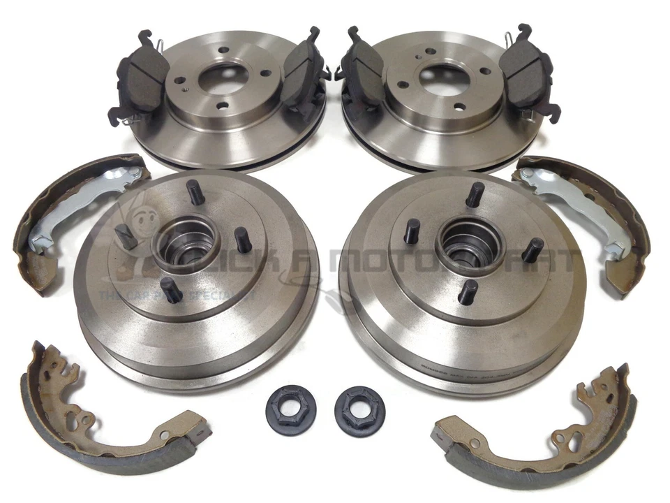 FORD FOCUS MK1 FRONT BRAKE DISCS & PADS + REAR BRAKE DRUMS SHOES WHEEL BEARINGS - Image 1 of 1