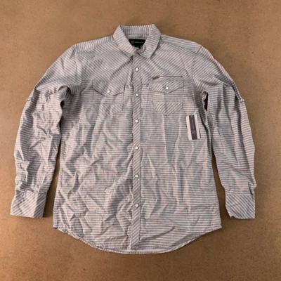 International Concepts Mens Western Cowboy Shirt Gray Stripe Pearl Snap M New - Image 1 of 4