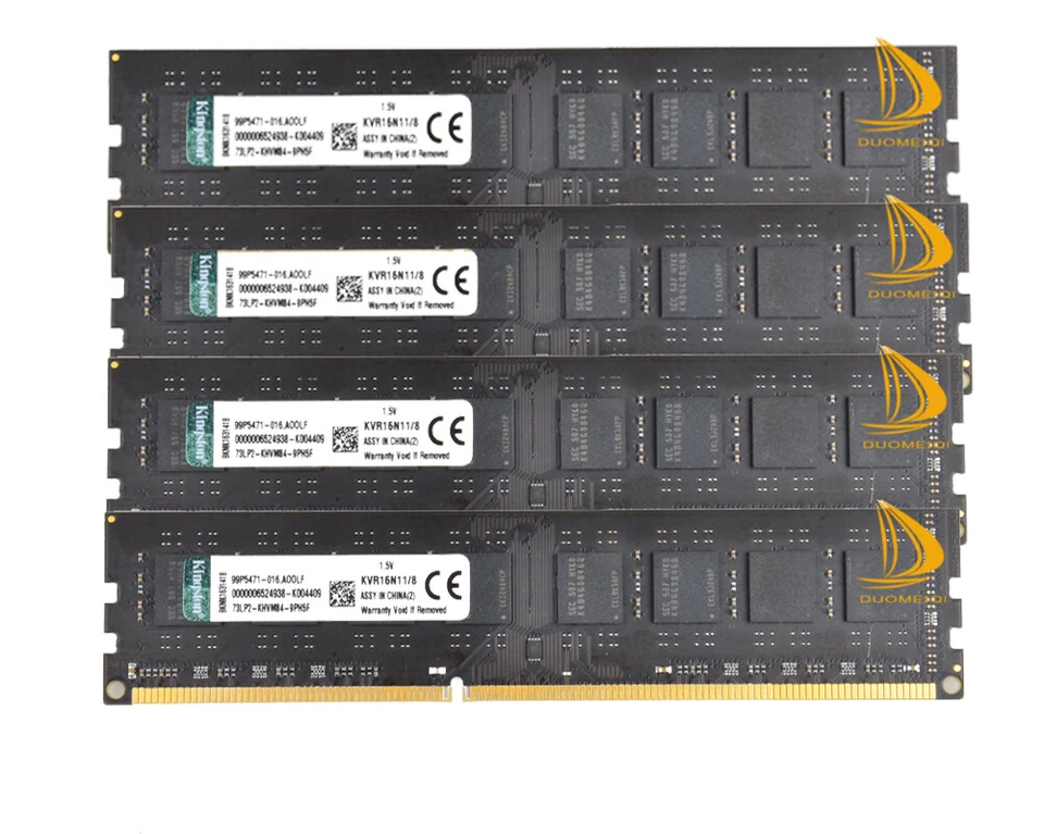 4PCS Kingston 8GB 2RX8 PC3-12800U DDR3 1600Mhz 240Pin DIMM Desktop Memory RAM* - Image 1 of 4