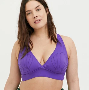 Torrid Mermaid Wireless Scoop Neck Bikini Top Purple NWT New 2X - Picture 1 of 4