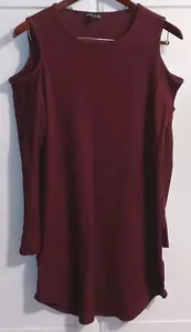 Kristin Nicole Damen Pulloverkleid Gr. M weinrot Waffelmuster Cold Shoulder gebraucht, in einwandfreiem Zustand - Bild 1 von 14