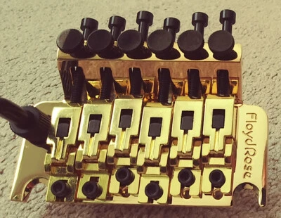 FLOYD ROSE Tremolo 1000 Series GOLD Bridge 6 String w Whammy Bar Arm 34mm BRASS - Image 1 of 4