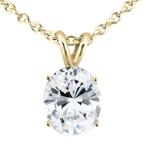Bridal Diamond Solitaire Pendant Oval Treated 14K Yellow Gold 0.95 Carat IGI - Picture 1 of 4