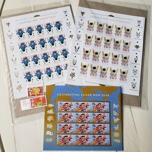 Lunar New Year Stamp Sheets From Year Of The Rabbit , Year Of The Ox , New Year - Picture 1 of 14