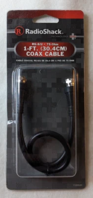 New Sealed 1' Coax Cable RG-6/U 75-Ohm *Radioshack 1500020* - Image 1 of 4