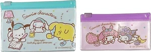 Sanrio Characters Flat Vinyl Slider Small Case Pouch S,M Size 2pcs (Sleeping) - Picture 1 of 2