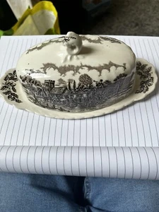 Vintage Royal Mail Fine Staffordshire Ironstone Butter Dish Engraved in England - Picture 1 of 3