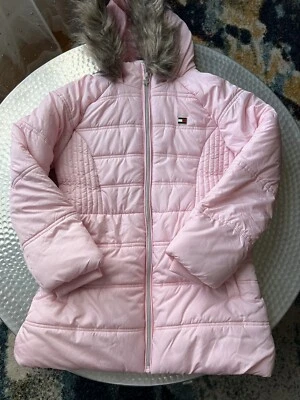 Tommy Hilfiger Girls Fashion Down Jacket Sz M 10-12 Fur Hoodie XS 5-6 Available - Image 1 of 2