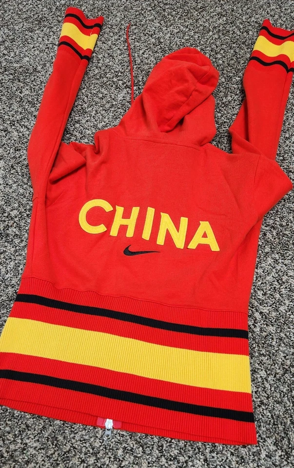 Rare Nike CHINA Olympics MMIV Hoodie Girl M (8-10) Crop Long Sleeve Zip Jacket - Image 1 of 4