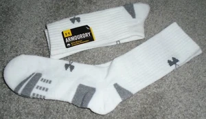 Under Armour ArmourDry Moisture Wicking Mid Crew Socks 2 Pair White NEW - Picture 1 of 4