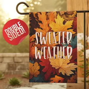 Süßer Pullover Wetter, Herbst Garten Flagge, rot orange Herbstblätter, Geschenk für Sie - Bild 1 von 13