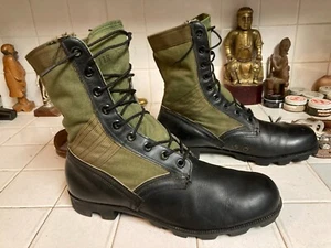 ROSEARCH Vintage Camo & Black Leather Lace Up USA Camouflage Military Boots 11 R - Picture 1 of 21