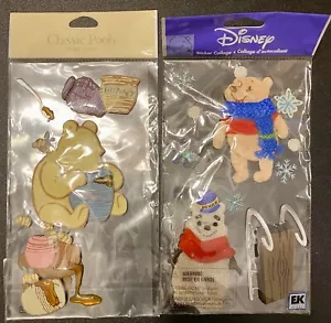 Winnie The Pooh Classic & Pooh Snowman & Sled Disney Scrapbooking Stickers - Picture 1 of 6